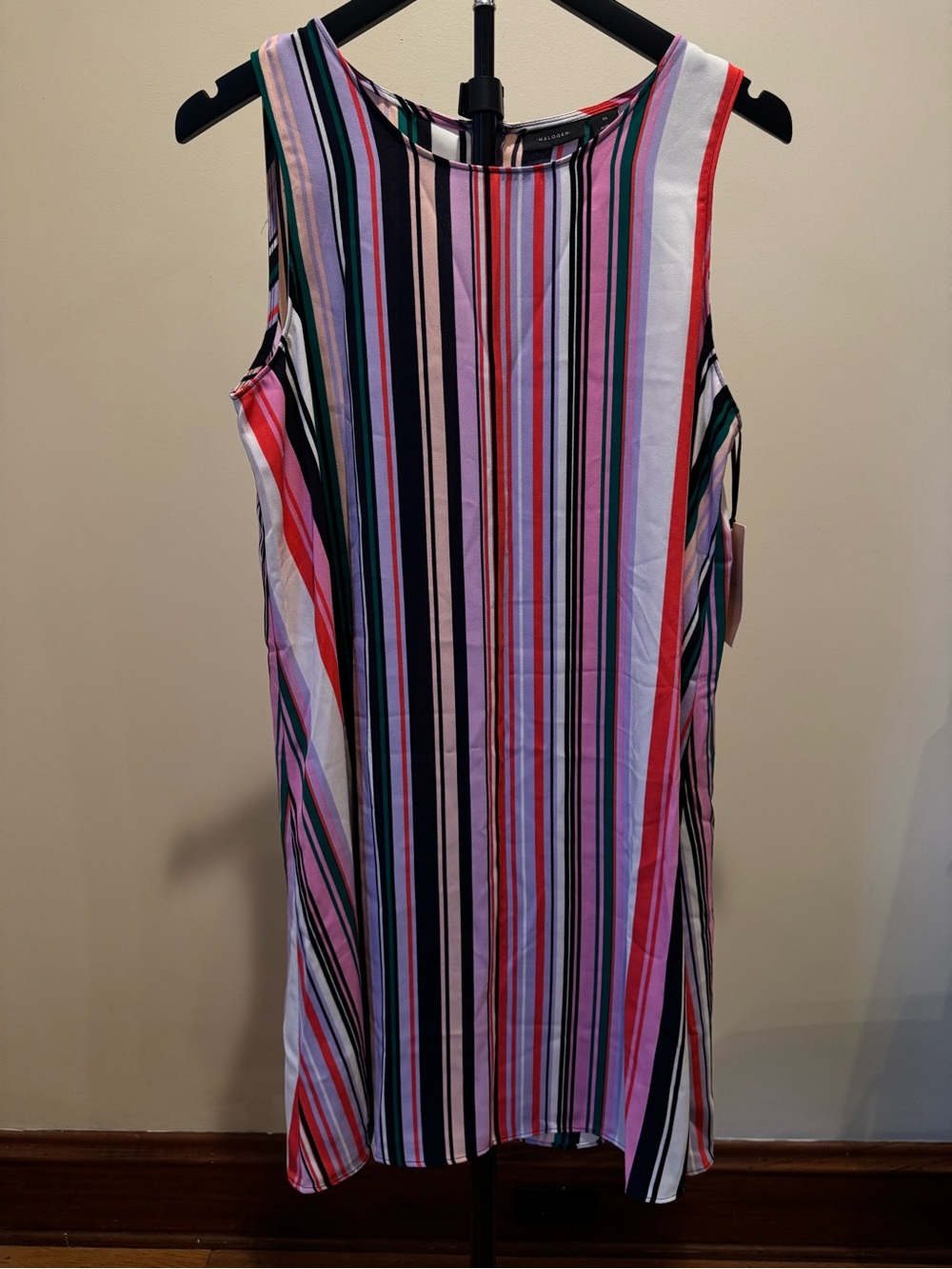 NWT Halogen Lavender Dress with Teal, Navy and Coral Stripes